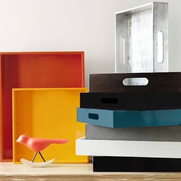 West Elm Orange Lacquer Square Tray (NWT) - Picture 4 of 5